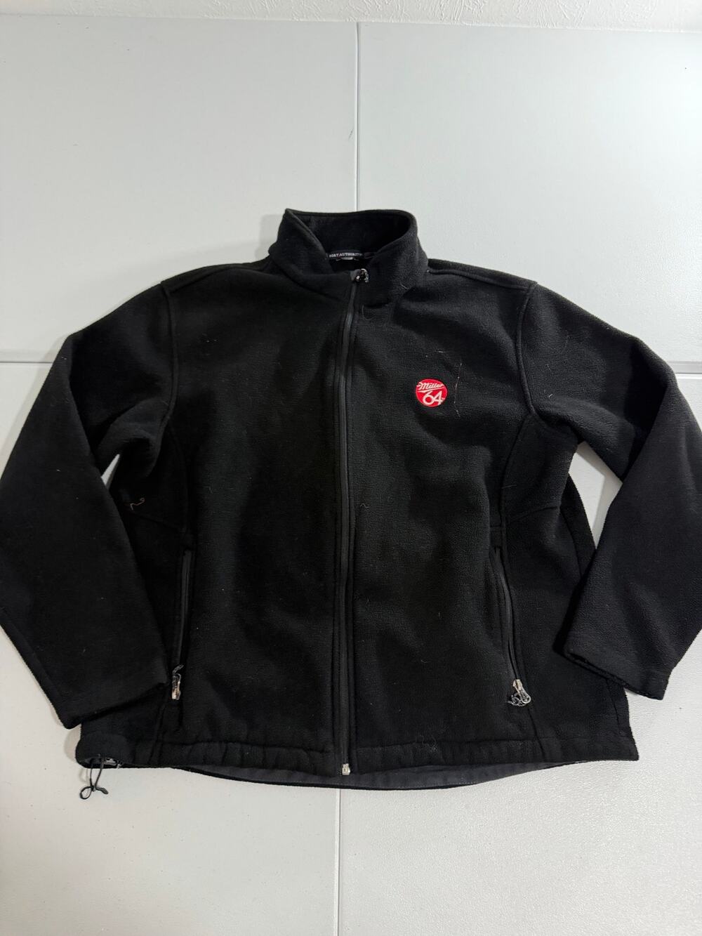 Miller 64 Beer Fleece Jacket Men’s XL Black Full Zip Port Authority Embroidered